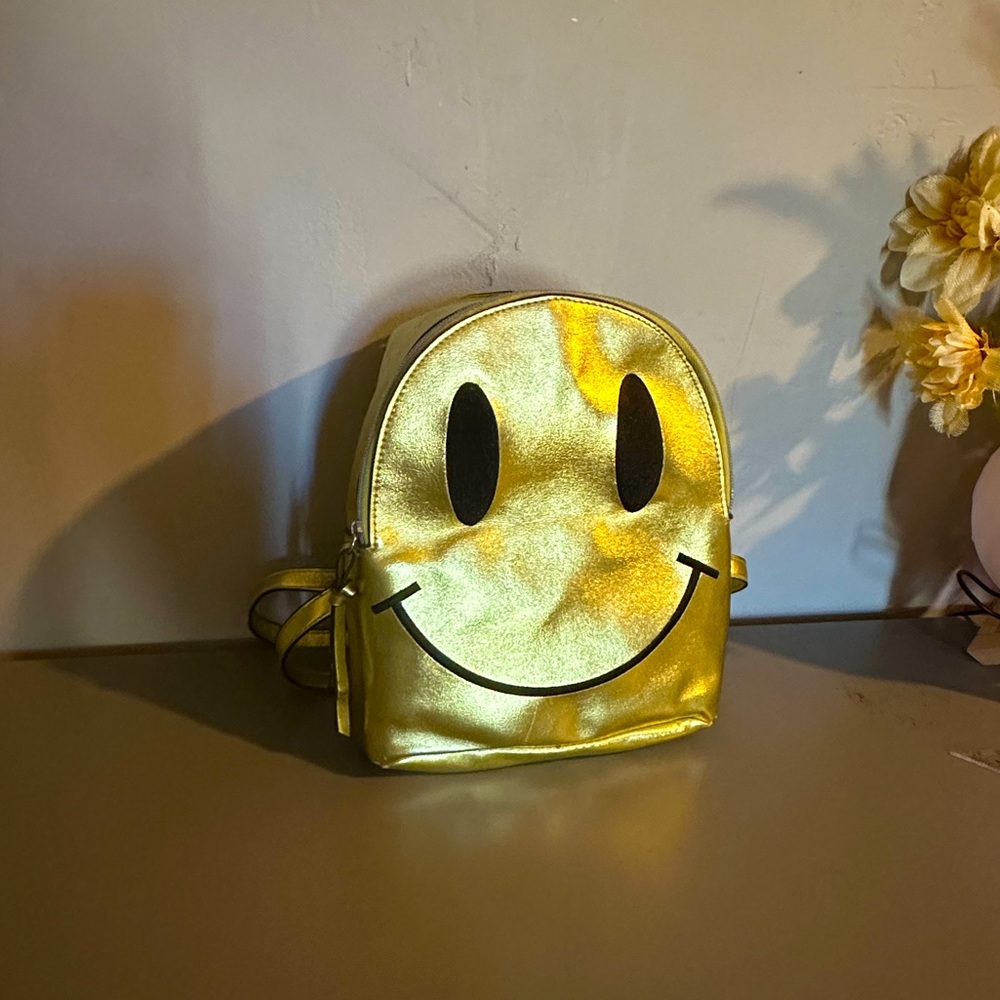 Happy Gold Smiley face mini backpack